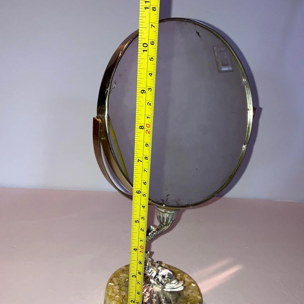 Vintage Metallic Dragonfish‎ Vanity Mirror on Weighted Base